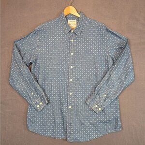 Burma Bibas Men's XL Blue Button-Down Shirt  100% Cotton  Long Sleeve Work Dress